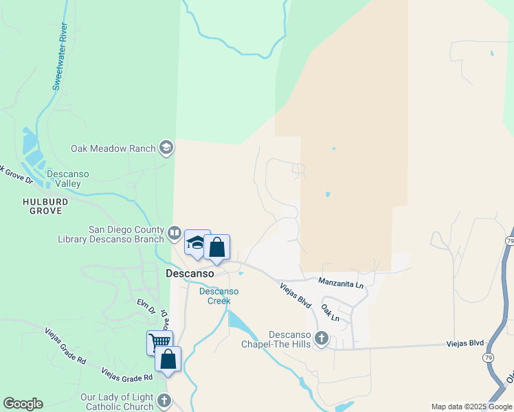map of restaurants, bars, coffee shops, grocery stores, and more near 9722 Mizpah Spur in Descanso