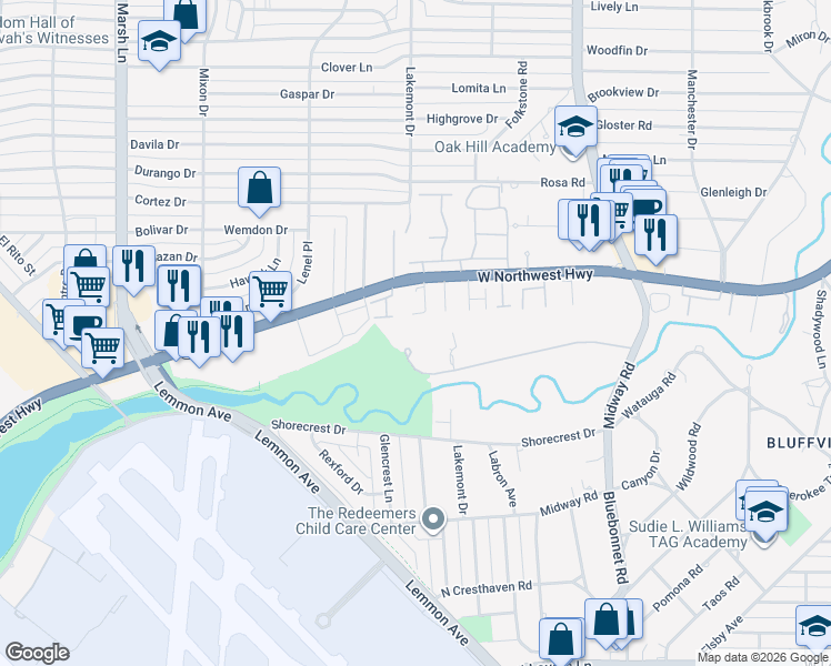 map of restaurants, bars, coffee shops, grocery stores, and more near 4011 Cochran Chapel Road in Dallas