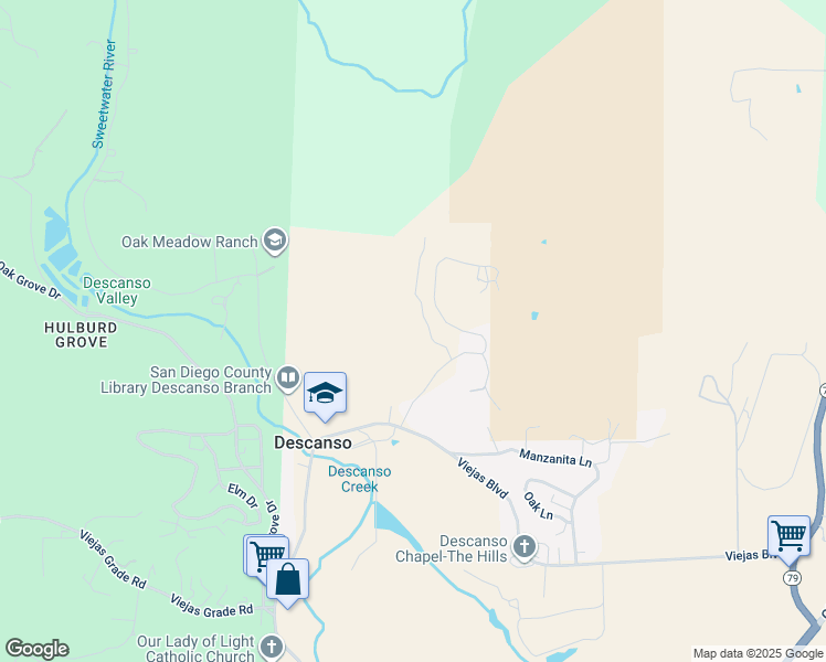 map of restaurants, bars, coffee shops, grocery stores, and more near 9722 Mizpah Spur in Descanso