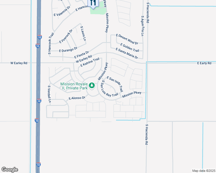 map of restaurants, bars, coffee shops, grocery stores, and more near 260 S San Rafael Ct in Casa Grande
