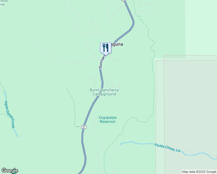 map of restaurants, bars, coffee shops, grocery stores, and more near 10507 Sunrise Highway in Mount Laguna