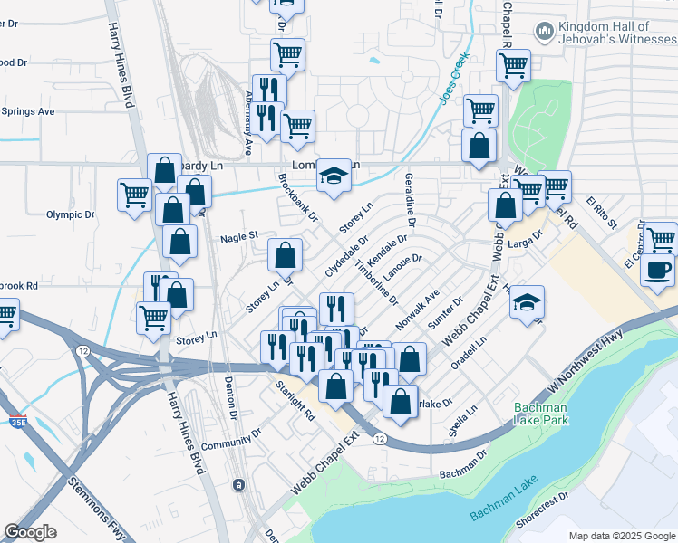 map of restaurants, bars, coffee shops, grocery stores, and more near in Dallas
