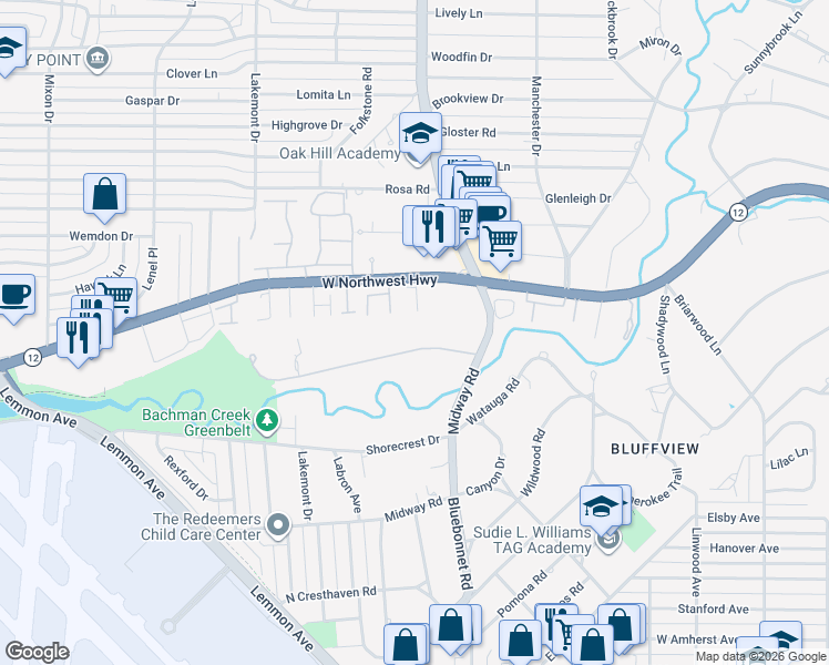 map of restaurants, bars, coffee shops, grocery stores, and more near 4229 Cochran Chapel Road in Dallas