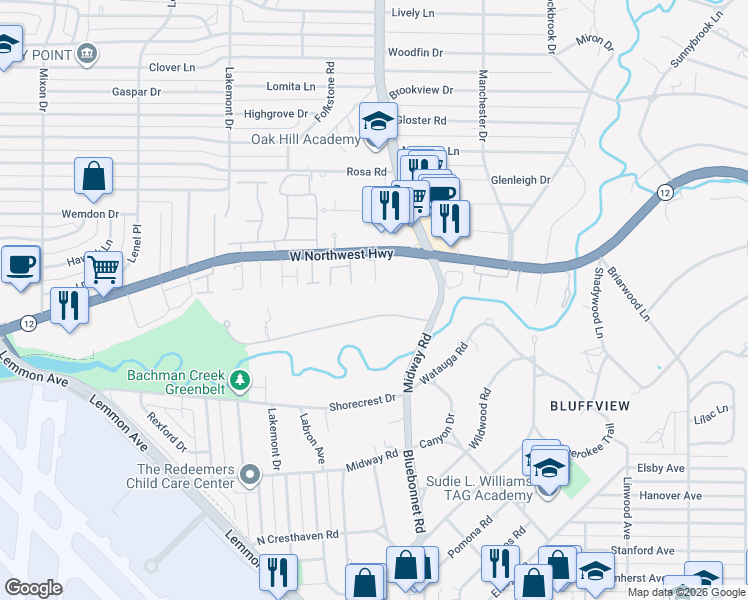 map of restaurants, bars, coffee shops, grocery stores, and more near 4229 Cochran Chapel Road in Dallas