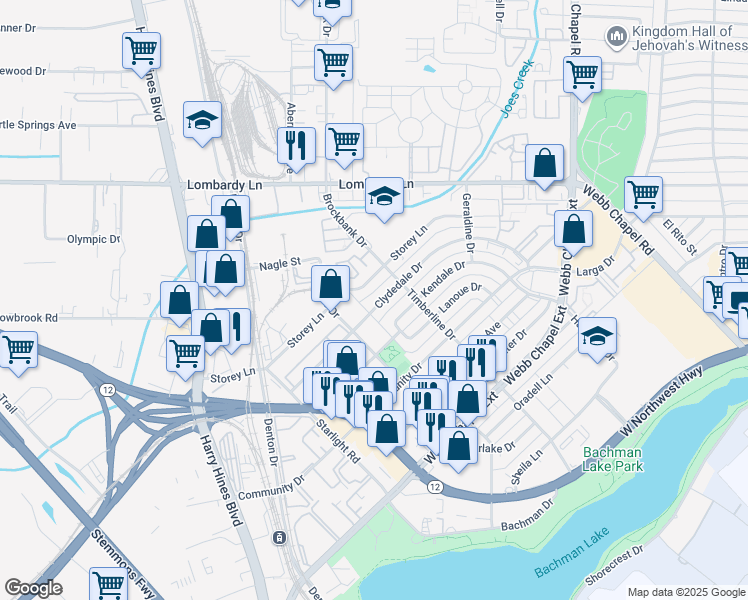 map of restaurants, bars, coffee shops, grocery stores, and more near in Dallas