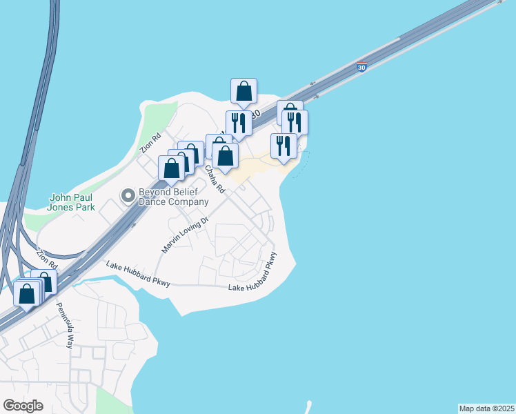 map of restaurants, bars, coffee shops, grocery stores, and more near 4488 Chaha Road in Garland