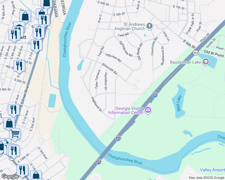 map of restaurants, bars, coffee shops, grocery stores, and more near 99 Georgian Terrace in West Point