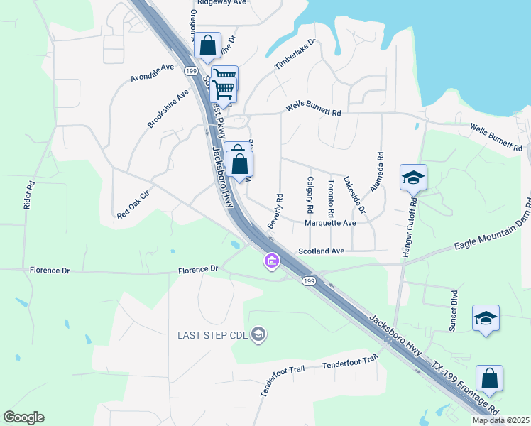 map of restaurants, bars, coffee shops, grocery stores, and more near 216 Marquette Avenue in Azle