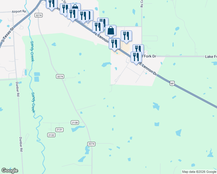 map of restaurants, bars, coffee shops, grocery stores, and more near 371 Rs County Road 2140 in Emory