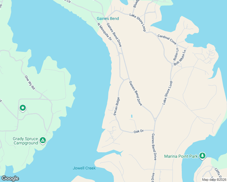 map of restaurants, bars, coffee shops, grocery stores, and more near 1023 Pecan Ridge in Graford