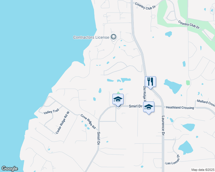 map of restaurants, bars, coffee shops, grocery stores, and more near 1749 Haciendas Del Lago in Heath