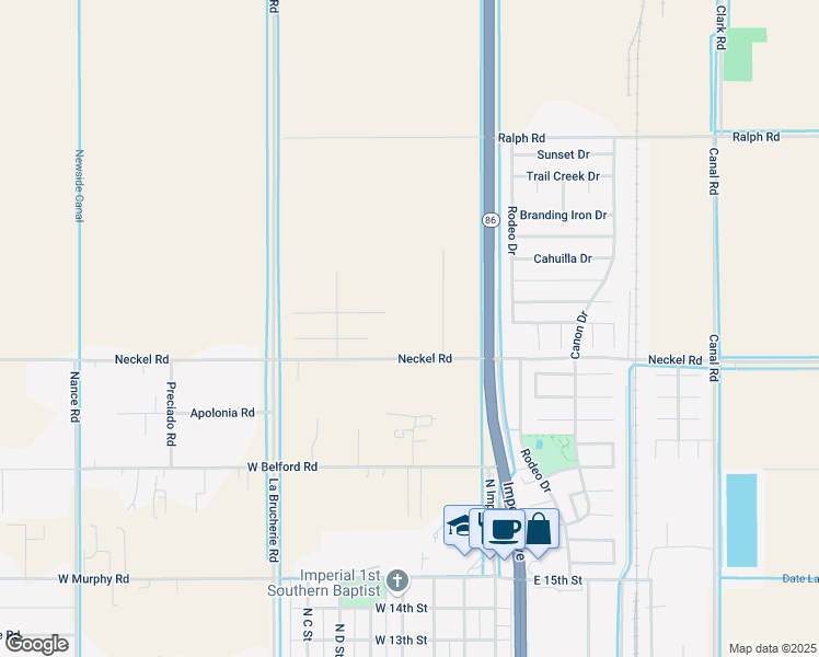 map of restaurants, bars, coffee shops, grocery stores, and more near 444 Neckel Road in Imperial