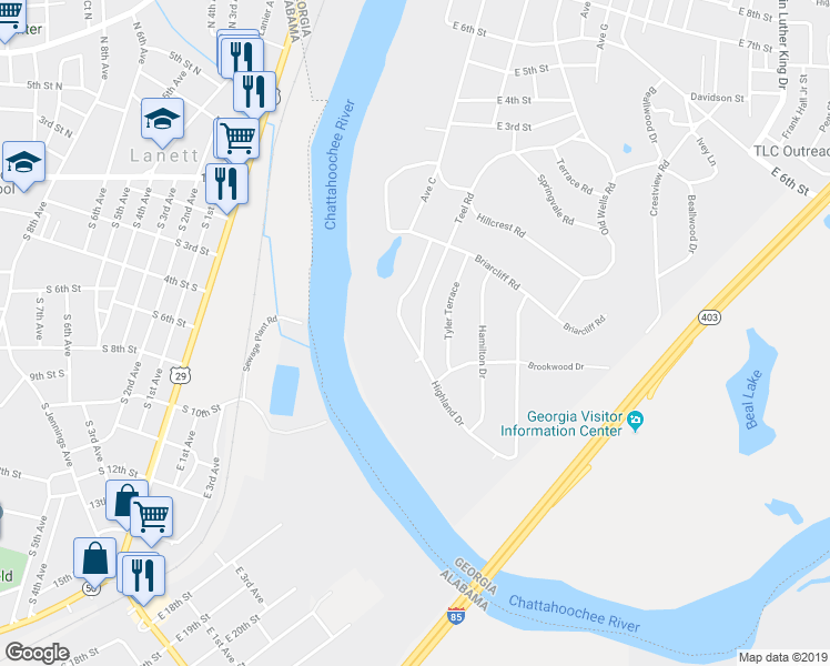 map of restaurants, bars, coffee shops, grocery stores, and more near 108 Highland Drive in West Point