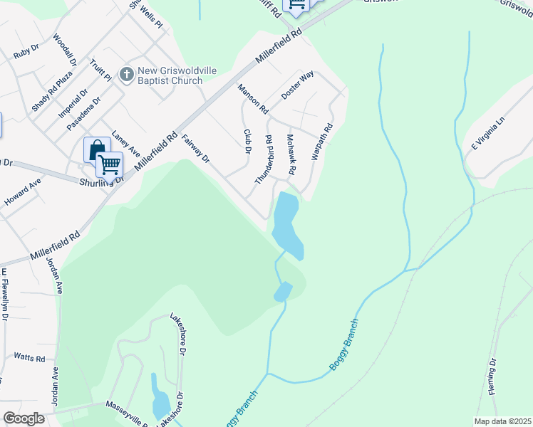 map of restaurants, bars, coffee shops, grocery stores, and more near 2072 Fairway Drive in Macon