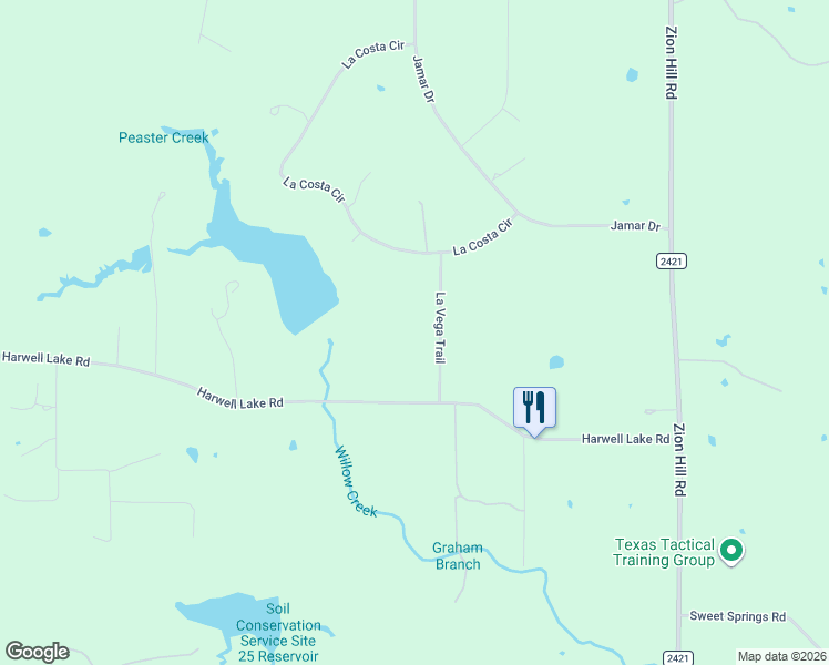 map of restaurants, bars, coffee shops, grocery stores, and more near 125 La Vega Trail in Weatherford