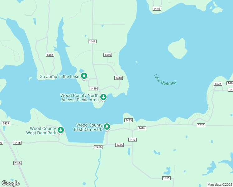 map of restaurants, bars, coffee shops, grocery stores, and more near 391 County Road 1448 in Quitman
