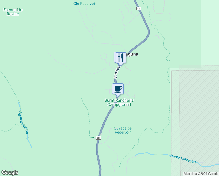 map of restaurants, bars, coffee shops, grocery stores, and more near 33836 Mount Laguna Drive in Mount Laguna