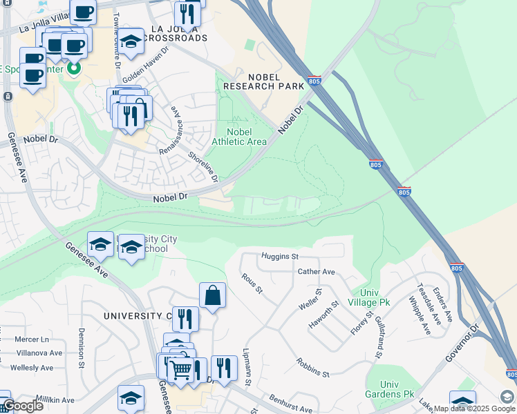 map of restaurants, bars, coffee shops, grocery stores, and more near in San Diego