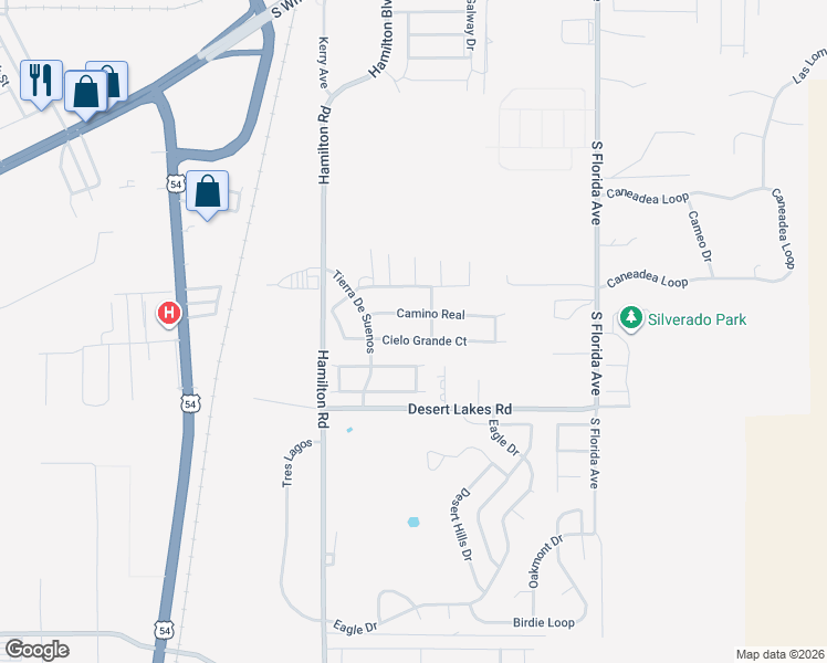 map of restaurants, bars, coffee shops, grocery stores, and more near 339 Cielo Grande in Alamogordo