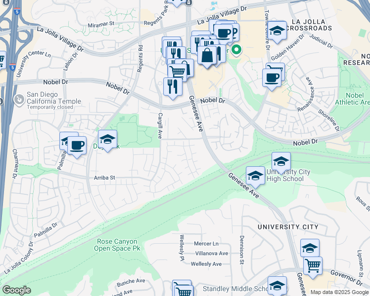 map of restaurants, bars, coffee shops, grocery stores, and more near 8056 Camino Jonata in San Diego