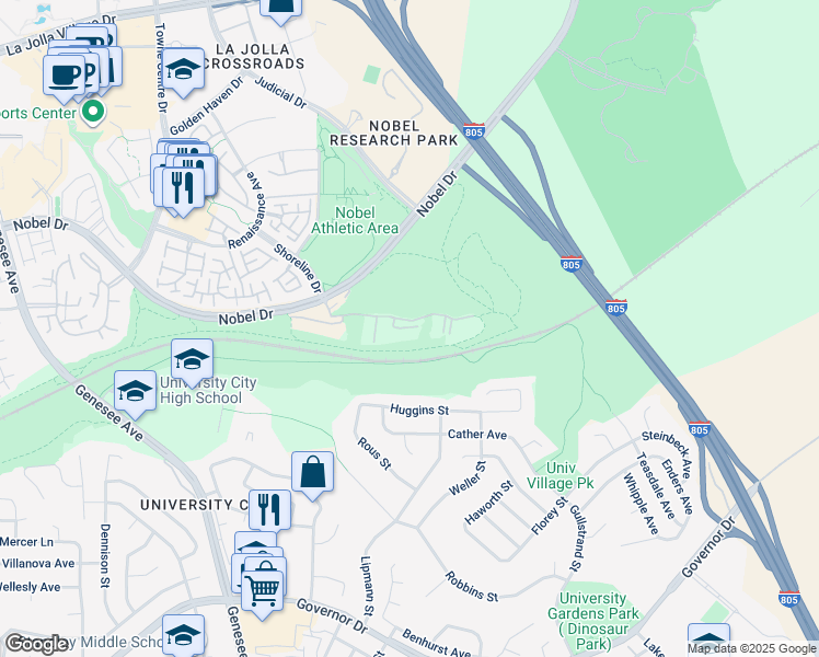 map of restaurants, bars, coffee shops, grocery stores, and more near in San Diego