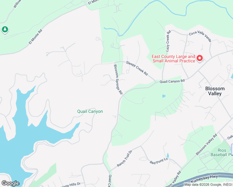 map of restaurants, bars, coffee shops, grocery stores, and more near 9920 Blossom Springs Road in El Cajon