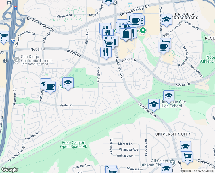map of restaurants, bars, coffee shops, grocery stores, and more near 8056 Camino Jonata in San Diego
