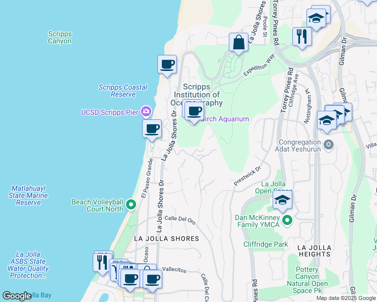 map of restaurants, bars, coffee shops, grocery stores, and more near 8633 Ruette Monte Carlo in San Diego