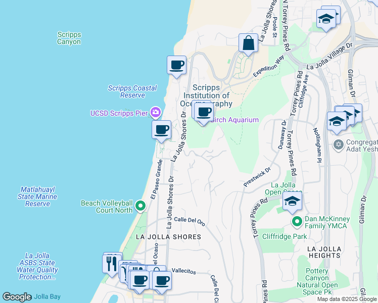 map of restaurants, bars, coffee shops, grocery stores, and more near 8646 Ruette Monte Carlo in San Diego