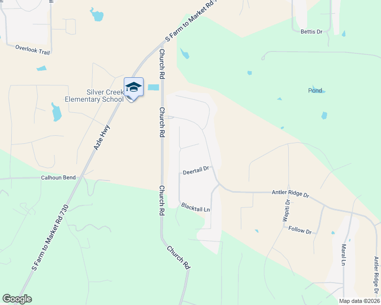 map of restaurants, bars, coffee shops, grocery stores, and more near 109 Blacktail Lane in Azle