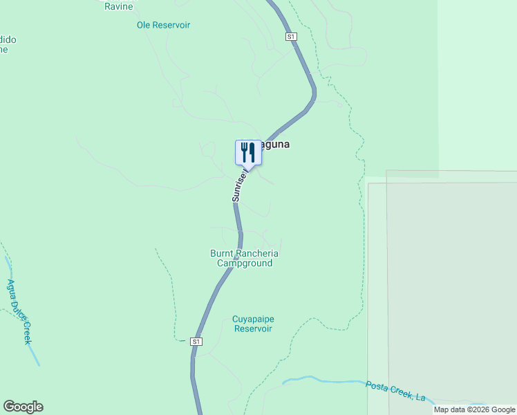 map of restaurants, bars, coffee shops, grocery stores, and more near 33920 Mount Laguna Drive in Mount Laguna