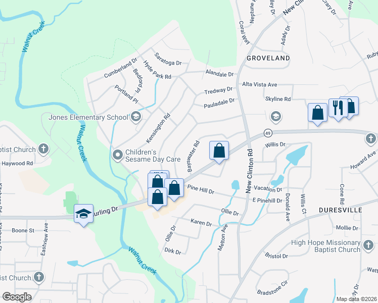 map of restaurants, bars, coffee shops, grocery stores, and more near 2010 Knightsbridge Road in Macon