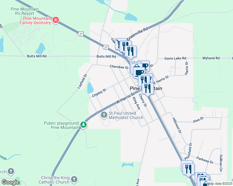 map of restaurants, bars, coffee shops, grocery stores, and more near 159 Blanchard Avenue in Pine Mountain