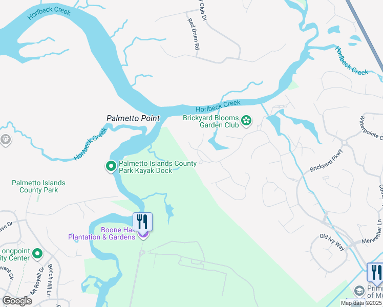 map of restaurants, bars, coffee shops, grocery stores, and more near 1431 Madison Court in Mount Pleasant