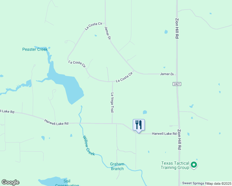 map of restaurants, bars, coffee shops, grocery stores, and more near 124 La Vega Trail in Weatherford