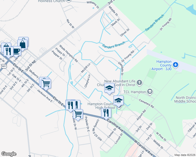 map of restaurants, bars, coffee shops, grocery stores, and more near 713 Wade Hampton Road in Hampton