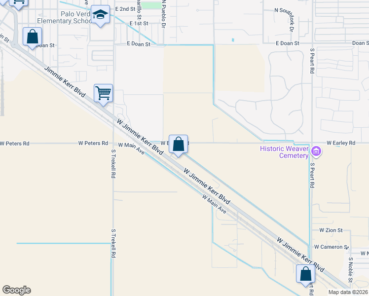 map of restaurants, bars, coffee shops, grocery stores, and more near 15507 West Earley Road in Casa Grande