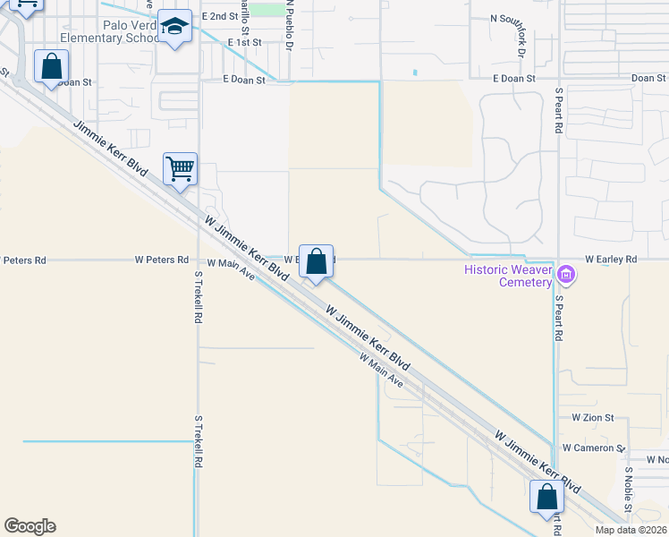 map of restaurants, bars, coffee shops, grocery stores, and more near 15507 West Earley Road in Casa Grande