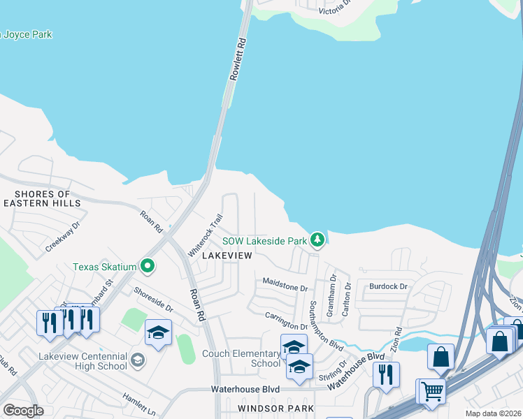 map of restaurants, bars, coffee shops, grocery stores, and more near 4010 Stone Haven Drive in Garland