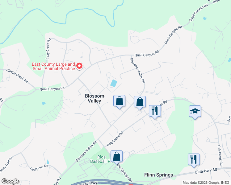 map of restaurants, bars, coffee shops, grocery stores, and more near 10039 Valle Caballo Lane in El Cajon