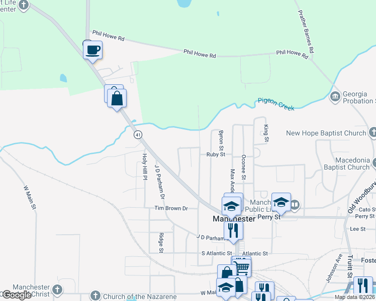 map of restaurants, bars, coffee shops, grocery stores, and more near 117 East Trigville in Manchester