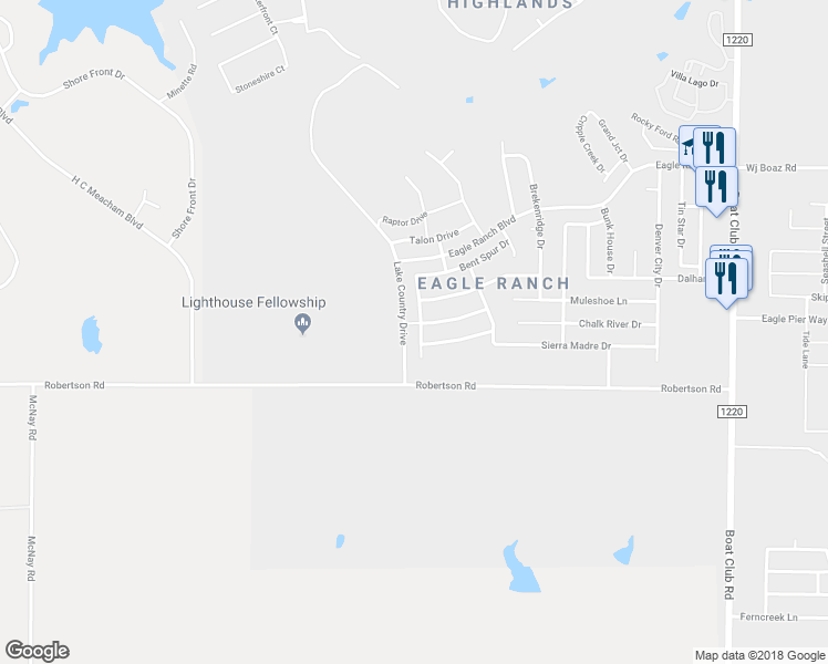 map of restaurants, bars, coffee shops, grocery stores, and more near 6869 Fools Gold Drive in Fort Worth