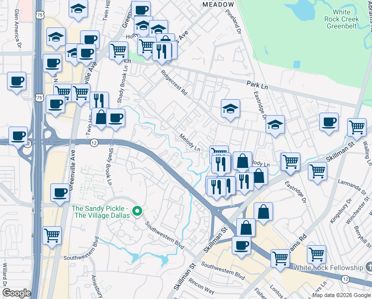 map of restaurants, bars, coffee shops, grocery stores, and more near in Dallas