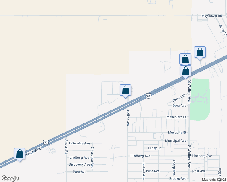 map of restaurants, bars, coffee shops, grocery stores, and more near 2201 Amber Skies Avenue in Alamogordo