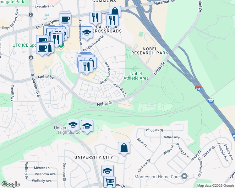 map of restaurants, bars, coffee shops, grocery stores, and more near in San Diego