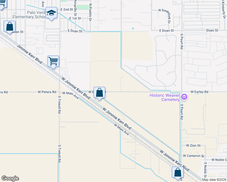 map of restaurants, bars, coffee shops, grocery stores, and more near 15330 West Earley Road in Casa Grande