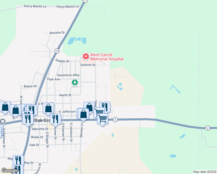 map of restaurants, bars, coffee shops, grocery stores, and more near 403 Ridgecrest Drive in Oak Grove