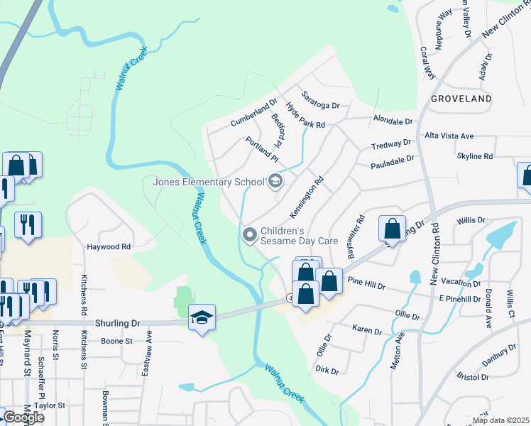 map of restaurants, bars, coffee shops, grocery stores, and more near 2350 Alandale Drive in Macon