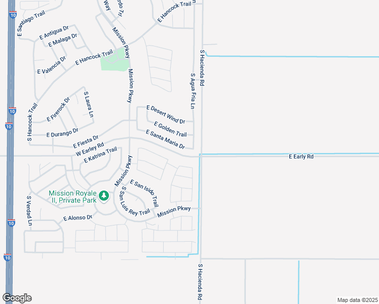 map of restaurants, bars, coffee shops, grocery stores, and more near 2677 East Santa Maria Drive in Casa Grande