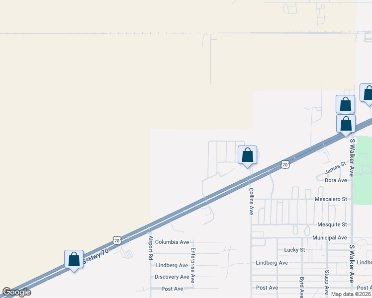 map of restaurants, bars, coffee shops, grocery stores, and more near 2001 Amber Skies Avenue in Alamogordo